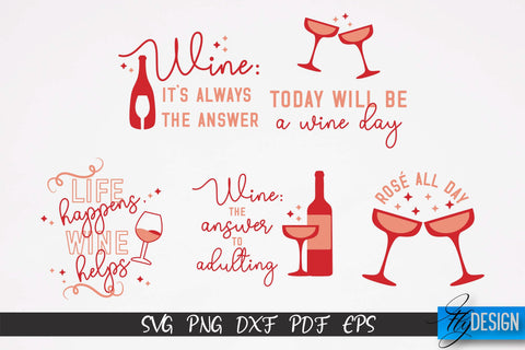 Wine Quotes SVG Bundle | Wine T-Shirt Design | Wine Sayings v.1 SVG Fly Design 
