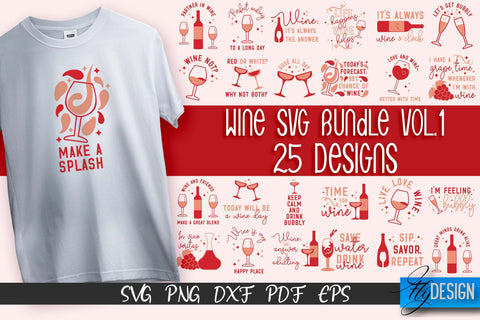 Wine Quotes SVG Bundle | Wine T-Shirt Design | Wine Sayings v.1 SVG Fly Design 