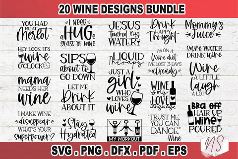 Wine Quotes, Wine SVG Bundle, Drinking Svg, Funny Shirt, wime lover svg, wine glass svg SVG NS Arts Shop 