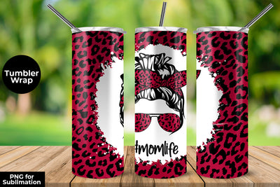 Wine Red Leopard momlife 20 oz Skinny Tumbler Wrap Sublimation Design Sublimation Sublimatiz Designs 