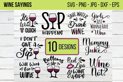 Wine Sayings Bundle SVG,Wine Lovers, Wine Decal,Wine Glass svg,Wine Quote svg,Funny Wine Bundle dxf,Wine Cricut Cut Files,Drinking Quote svg SVG NextArtWorks 