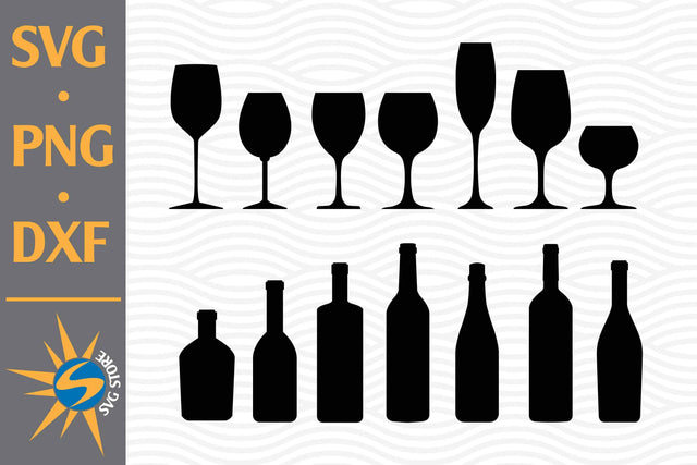 Wine Silhouette SVG, PNG, DXF Digital Files Include SVG SVGStoreShop 