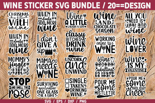 Wine Sticker SVG Bundle Cut File SVG akazaddesign 