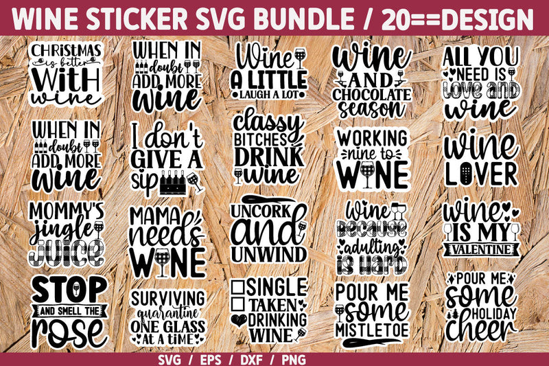 Wine Sticker SVG Bundle Cut File SVG akazaddesign 