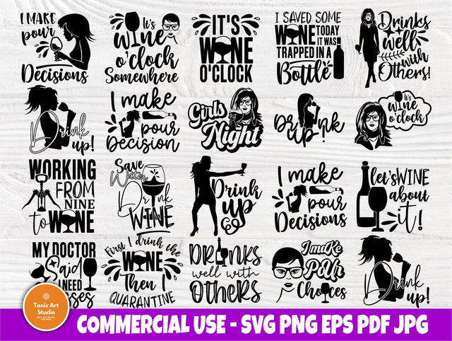 Wine SVG Bundle, Drinking Svg, Woman Svg Shirts SVG TonisArtStudio 