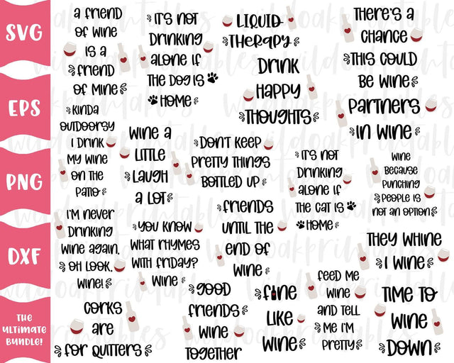 wine svg bundle, funny wine svgs, wine bottle svgs, funny wife svgs, mom svgs, funny wine quote files, funny wine Cricut designs, wine png, SVG WildOakSVG 