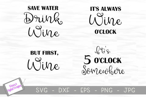 Wine SVG Bundle - Includes 4 Wine SVG Designs SVG Stacy's Digital Designs 