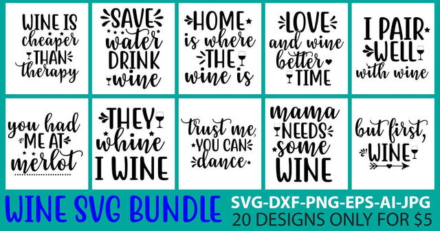 Wine SVG Bundle SVG Syaman 
