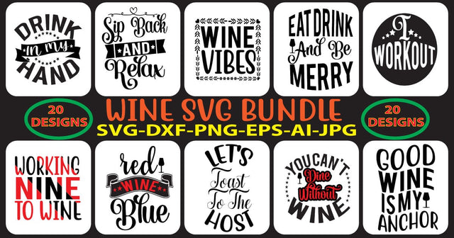 Wine SVG Bundle SVG Syaman 