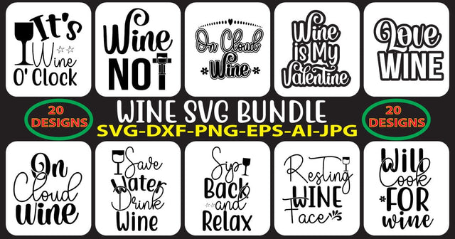 Wine SVG Bundle SVG Syaman 