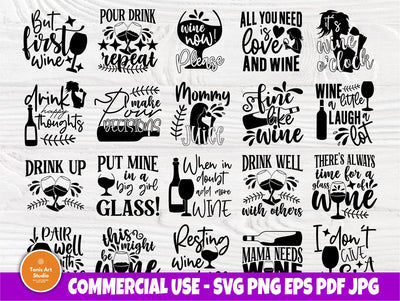 Wine SVG Bundle, Wine Glasses Shirt, Drinking Svg SVG TonisArtStudio 