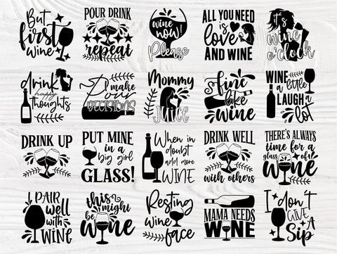 Wine SVG Bundle, Wine Glasses Shirt, Drinking Svg SVG TonisArtStudio 