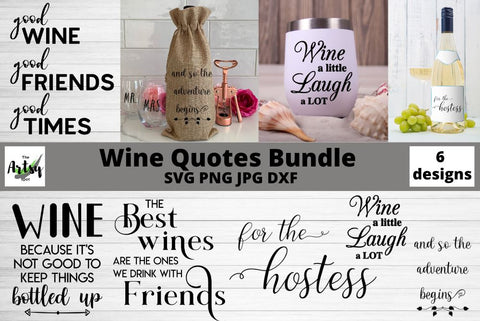 Wine Svg bundle, wine quotes, wine sayings bundle SVG The Artsy Spot 