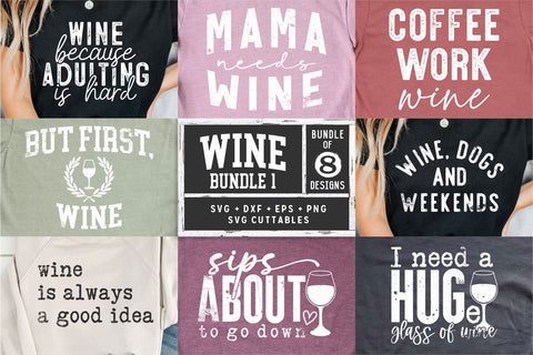 Wine svg Bundle - Wine svg - dxf - eps - png - Funny svg - Wine Shirt Bundle - PNG Bundle - Silhouette - Cricut - Digital File SVG Svg Cuttables 