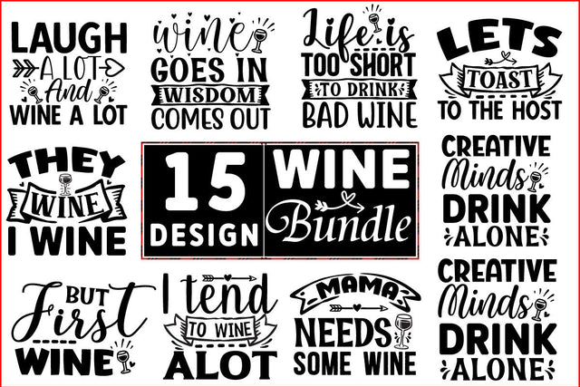 Wine SVG Design Bundle SVG CraftingStudio 