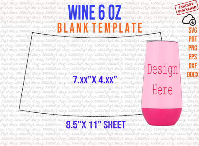Wine Tumbler 6oz Template, WIne Svg, WIne 6 oz Svg, 180ml Wrap Label, Wine 6oz Sublimation Template Wine wrap Sticker Png Pdf Eps Docx Dxf SVG 1966digi 