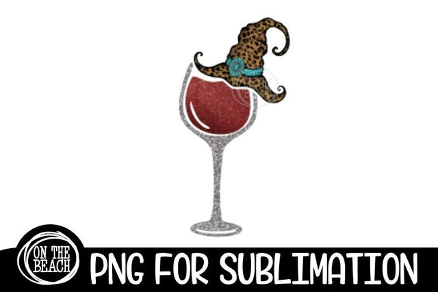 Wine - Witch Hat - Halloween -Turquoise Leopard Sublimation Sublimation On the Beach Boutique 