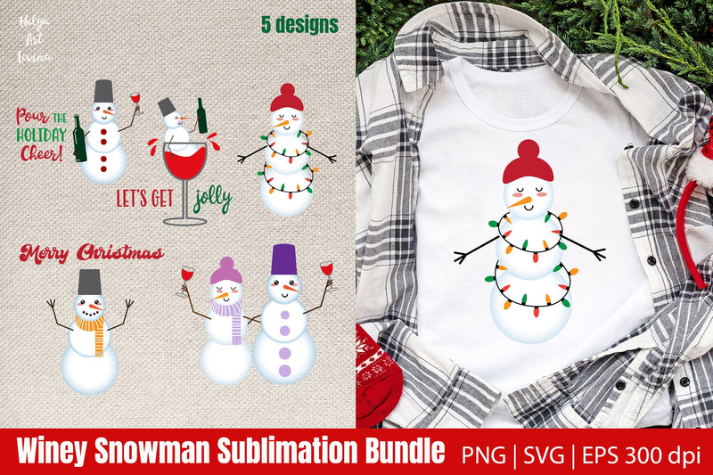 Winey Snowman Sublimation Bundle Sublimation Helga Art 
