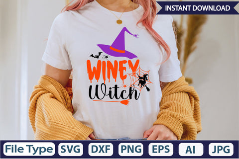 Winey Witch SVG Cut File SVGs,Quotes and Sayings,Food & Drink,On Sale, Print & Cut SVG DesignPlante 503 