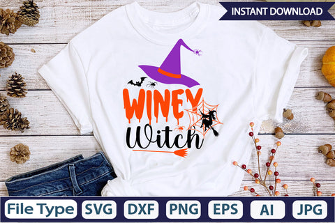 Winey Witch SVG Cut File SVGs,Quotes and Sayings,Food & Drink,On Sale, Print & Cut SVG DesignPlante 503 