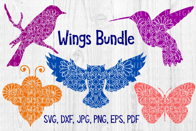 Wings Animal Mandala Bundle SVG Wispy Willow Designs