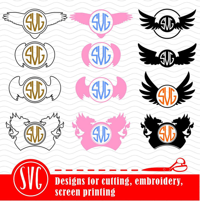 Wings Monogram Frames SVG SVG VectorSVGdesign 