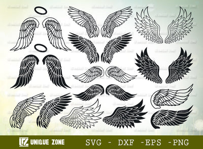 Wings SVG Bundle, Angel Wings Svg, Fairy Wings Svg, Angel Svg, Fairy Svg, Wings Silhouette, Wings Outline, SVG Unique Zone 