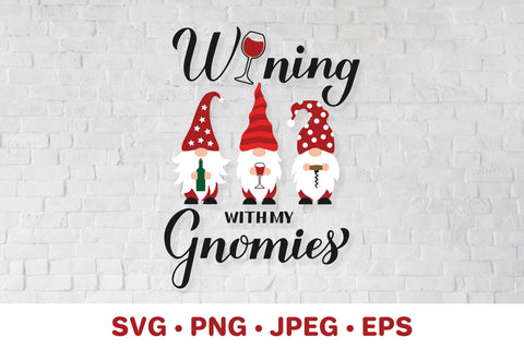 Wining with my gnomies. Drinking gnomes SVG. Funny wine quote SVG LaBelezoka 