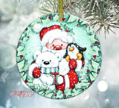 Winnie The Pooh Baby Ornament PNG, Winnie The Pooh PNG For Sublimation, Pooh Bear Round Sublimate Clipart, Add Your Own Text Xmas Ornament Sublimation CaldwellArt 