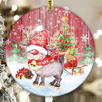 Winter Barn with Deer on Lid Ornament Sublimation Designs Template- Christmas Png Round Wall Hanger Template -Xmas Sublimation Download Sublimation CaldwellArt 