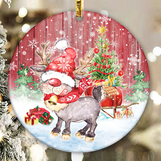 Winter Barn with Deer on Lid Ornament Sublimation Designs Template- Christmas Png Round Wall Hanger Template -Xmas Sublimation Download Sublimation CaldwellArt 