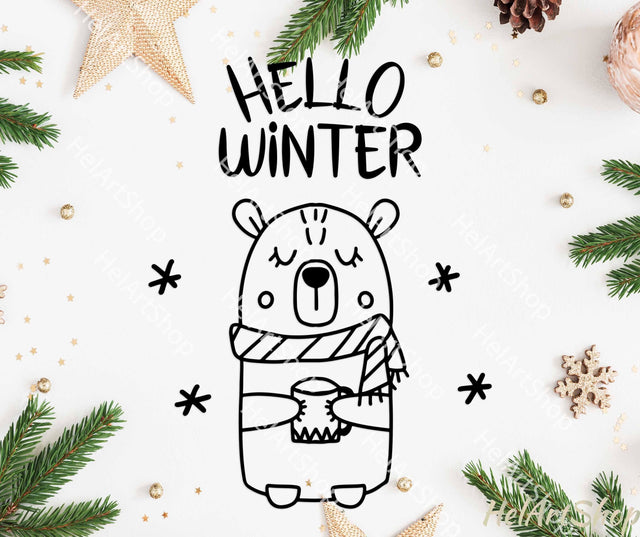 Winter Bear Svg, Cute Bear Svg, Scandinavian Christmas Svg SVG _HelArtShop_ 