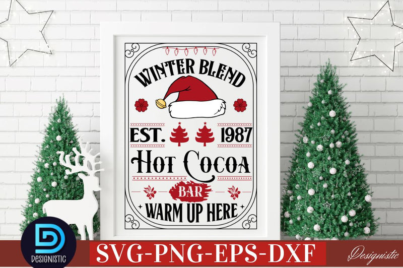 Winter Blend est. 1987 hot cocoa bar warm up here SVG SVG DESIGNISTIC 