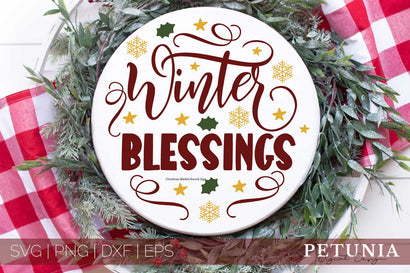 Winter Blessings | Christmas Round Sign SVG SVG Petunia Digital Design 