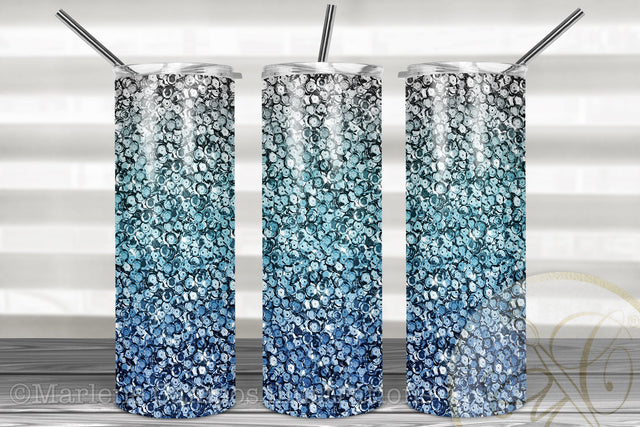 Winter Blue Sequins Skinny Tumbler Sublimation / Gradient Sublimation Marlene Campos 