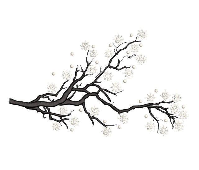 Winter Branch Embroidery File, 3 sizes, Instant Download Embroidery/Applique DESIGNS Nino Nadaraia 