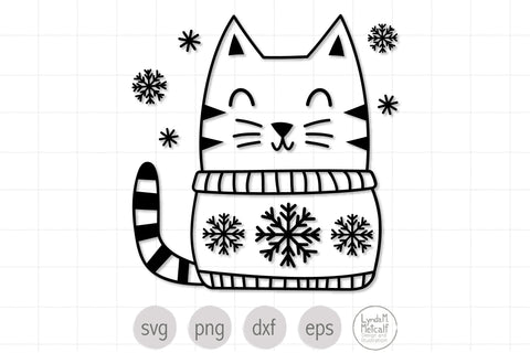 Winter Cat SVG, Cat in Sweater svg, Christmas Cat svg SVG Lynda M Metcalf 