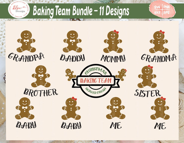 Winter/ Christmas Gingerbread Family Bundle - SVG, PNG, DXF, EPS SVG Elsie Loves Design 