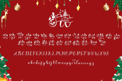 Winter Christmas Monogram Font Prasetya Letter 