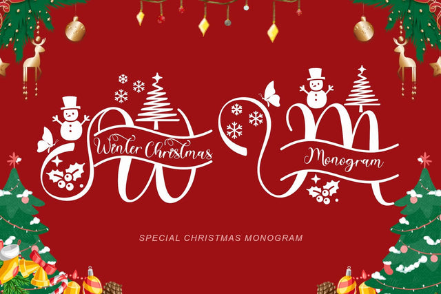 Winter Christmas Monogram Font Prasetya Letter 