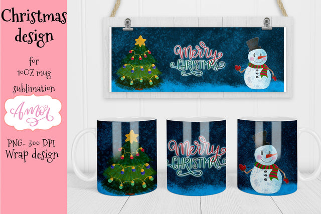 Winter Christmas mug sublimation design for 11 oz Sublimation Amorclipart 