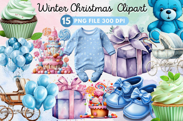 Winter Christmas Snowman Clipart Bundle Sublimation Regulrcrative 