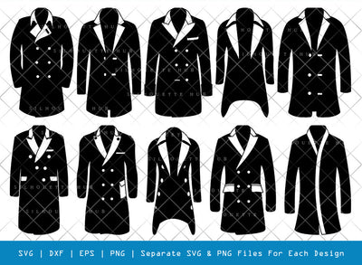 Winter Coat SVG, Coat Silhouette, Man Coat Svg, Man Jacket Svg, Long Coat Svg, Long Trench Coat Svg, Outerwear Svg, Coat Bundle SVG ETC Craft 