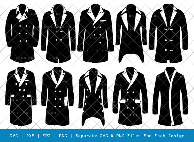 Winter Coat SVG, Coat Silhouette, Man Coat Svg, Man Jacket Svg, Long Coat Svg, Long Trench Coat Svg, Outerwear Svg, Coat Bundle SVG ETC Craft 