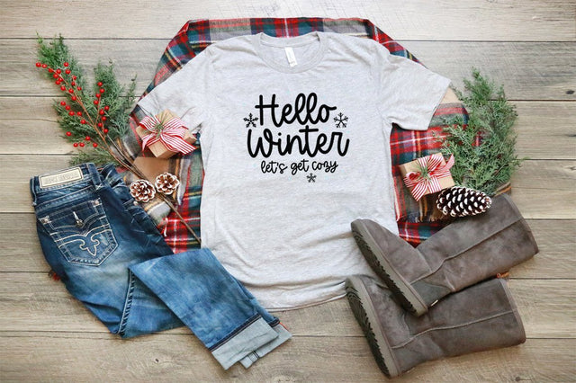 Winter Decor SVG - Hello Winter Let's Get Cozy SVG Simply Cutz 