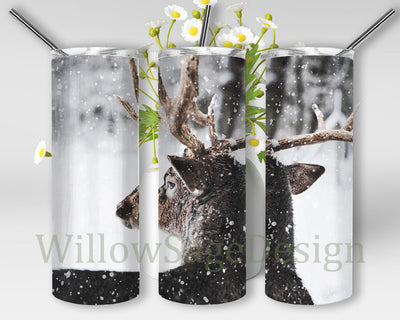 Winter Deer 20oz Tumbler Template, Deer Tumbler Png, Winter Snow Scene Tumbler Wrap, Winter Animal Design Tumbler, Instant Download Sublimation WillowSageDesign 