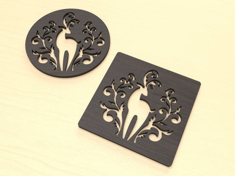 Winter Deer Coasters laser cut files SVG Angel on Empire 