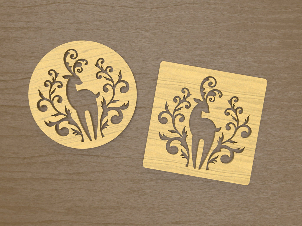 Winter Deer Coasters laser cut files So Fontsy