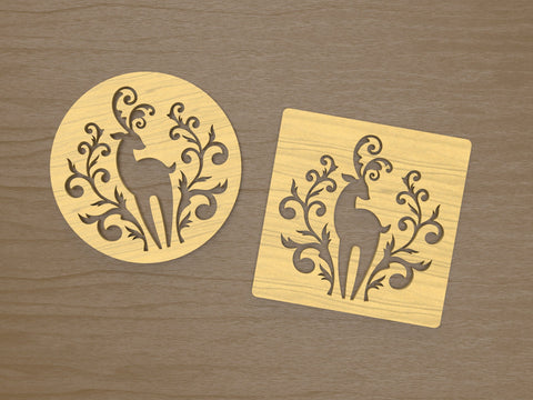 Winter Deer Coasters laser cut files SVG Angel on Empire 