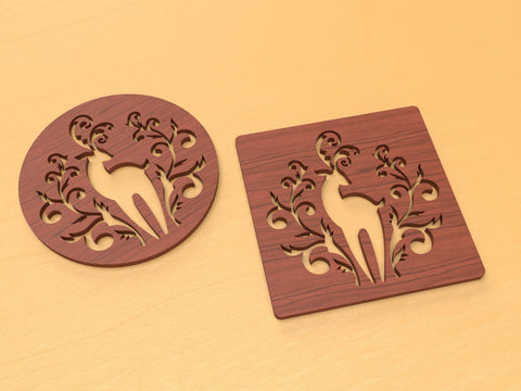 Winter Deer Coasters laser cut files SVG Angel on Empire 